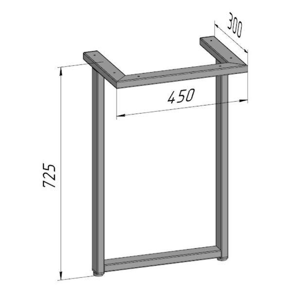 Изображение товара Подстолье Parallax устойчивое для стола 725х450 мм, 50x25 мм, металл