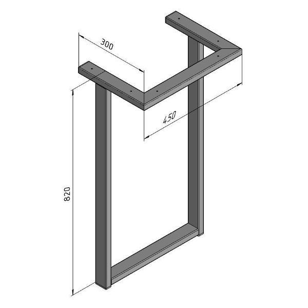 Изображение товара Подстолье Parallax устойчивое для стола 820х450 мм, 50x25 мм, металл