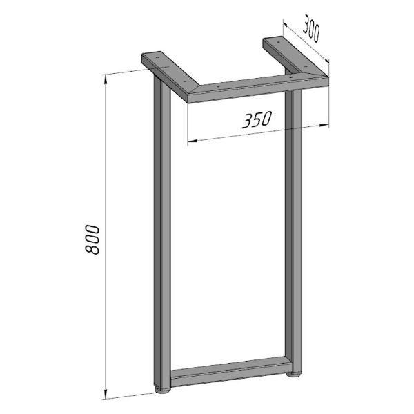 Изображение товара Подстолье Parallax устойчивое для стола 800х350 мм, 50x25 мм, металл