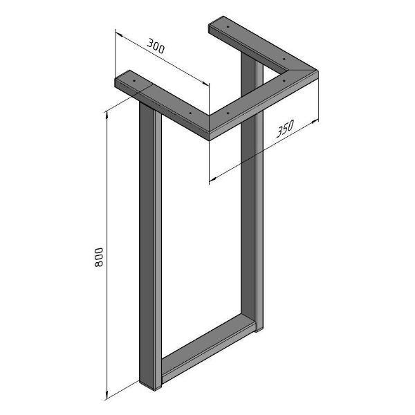 Изображение товара Подстолье Parallax устойчивое для стола 800х350 мм, 50x25 мм, металл
