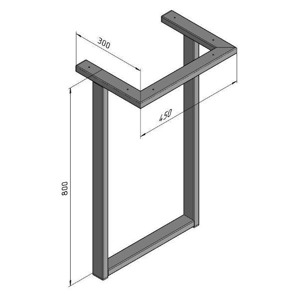 Изображение товара Подстолье Parallax устойчивое для стола 800х450 мм, 50x25 мм, металл