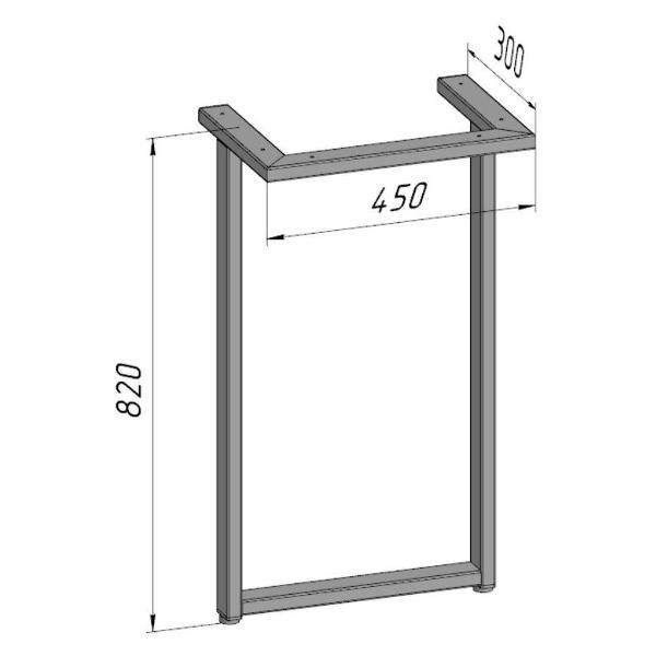 Изображение товара Подстолье Parallax устойчивое для стола 820х450 мм, 50x25 мм, металл