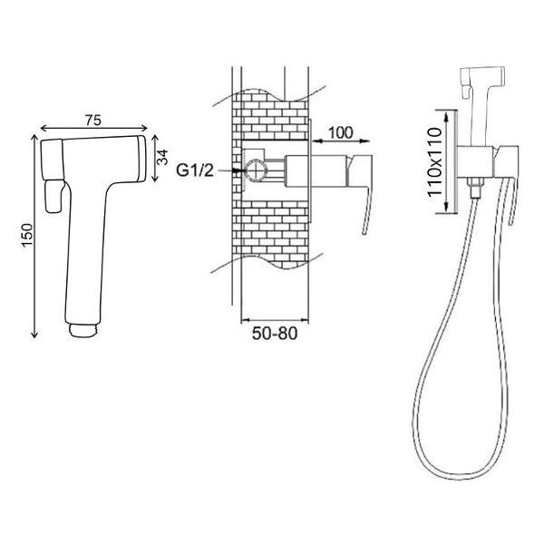Изображение товара Гигиенический душ Rose R1505H-2