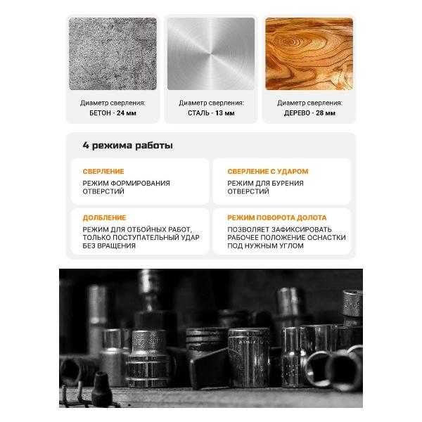 Изображение товара Перфоратор аккумуляторный Bort BHD-18Li-XDK (Без АКБ и З/У)