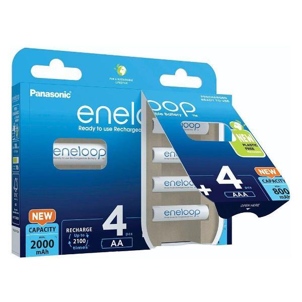 Изображение товара Аккумуляторная батарея Panasonic Eneloop AA 2000 + AAA 800 (BK-KJMCDE44E) (4+4)шт