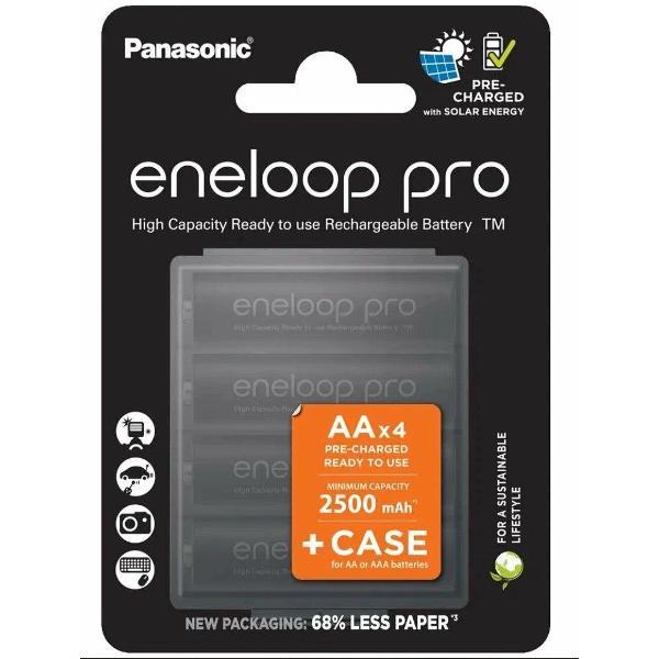 Изображение товара Аккумуляторная батарея Panasonic Eneloop Pro AA (BK-3HCDEC4BE) 2500 mAh 4 шт+кейс