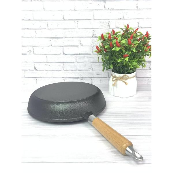 Изображение товара Сковорода чугунная Мерали 26 см съемная деревянная ручка