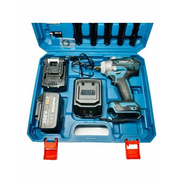 Изображение товара Гайковерт аккумуляторный ударный бесщеточный 2 АКБ и ЗУ в комплекте 350 Hm WJB Гайковерт аккумуляторный черно-синий