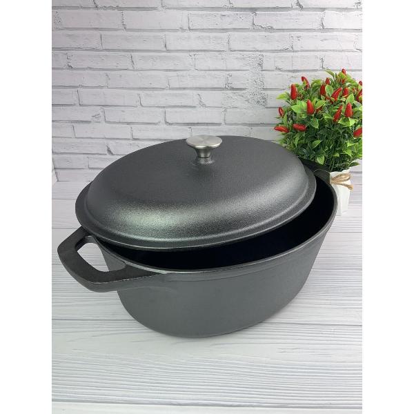 Изображение товара Гусятница, утятница Мерали чугунная с крышкой, 6 л