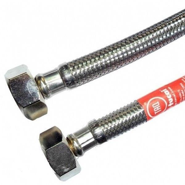 Изображение товара Аэратор для сантехники Tucai 1/2"-1/2", 20см, в стальной оплетке, внутренняя резьба-внутренняя резьба