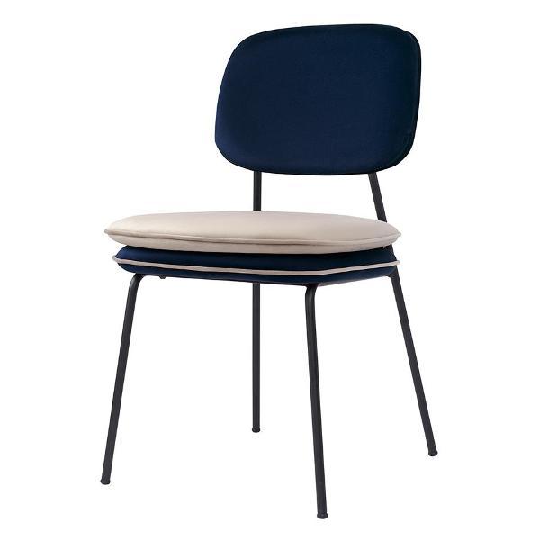 Изображение товара Стул обеденный Bergenson Bjorn с контрастным кантом Pea, велюр, темно-синий/бежевый