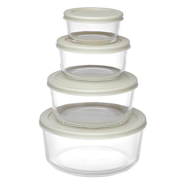 Изображение товара Емкость для хранения Smart Solutions круглые с крышками, серые, 4 шт.