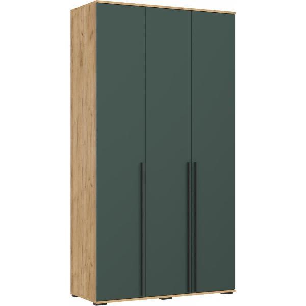 Изображение товара Шкаф распашной МИФ Мебель 3-х створчатый 1200, в современном стиле, Дуб крафт/Изумрудный