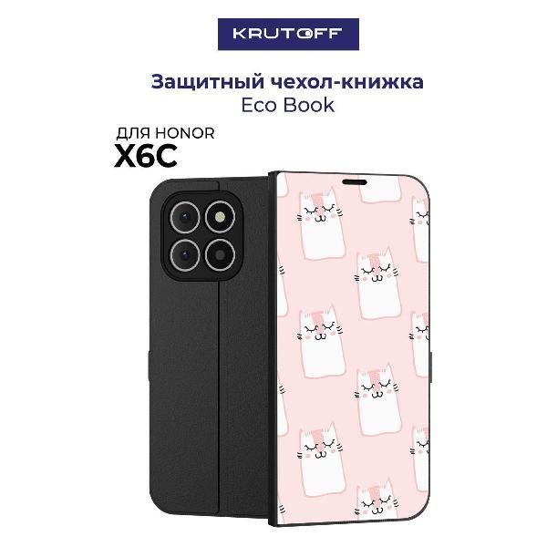 Изображение товара Чехол для смартфона, телефона Krutoff Honor X6с Котики паттерн (черный) Изображение товара Чехол для смартфона, телефона Krutoff Honor X6с Котики паттерн (черный)