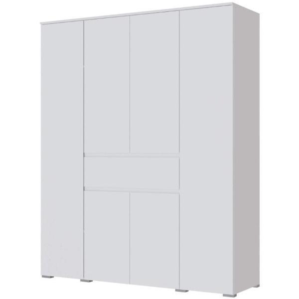 Изображение товара Шкаф распашной ТЭКС мебель четырехстворчатый с двумя штангами, 7 полками и ящиком, ЛДСП, белый