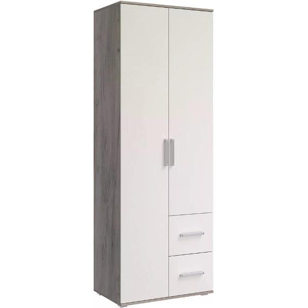 Изображение товара Шкаф распашной МИФ Мебель 2-х створчатый с ящиками на шариковых направляющих, Крафт серый/Кашемир