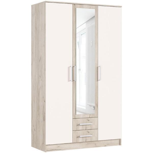 Изображение товара Шкаф распашной МИФ Мебель 3-х дверный для одежды, с зеркалом, Крафт серый/Кашемир