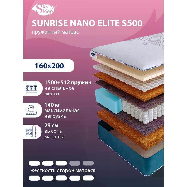 Изображение товара Матрас SkySleep SUNRISE NANO Elite S500 160x200 с независимыми пружинами Изображение товара Матрас SkySleep SUNRISE NANO Elite S500 160x200 с независимыми пружинами