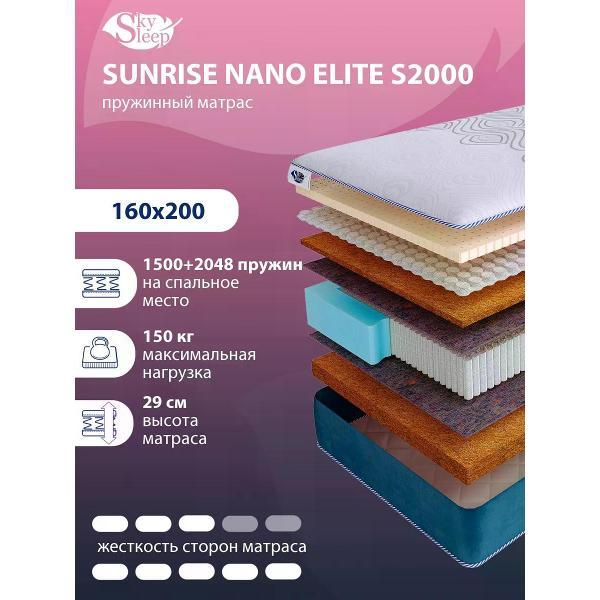 Изображение товара Двуспальный ортопедический матрас SkySleep SUNRISE NANO Elite S2000 2 зоны жесткости Изображение товара Двуспальный ортопедический матрас SkySleep SUNRISE NANO Elite S2000 2 зоны жесткости