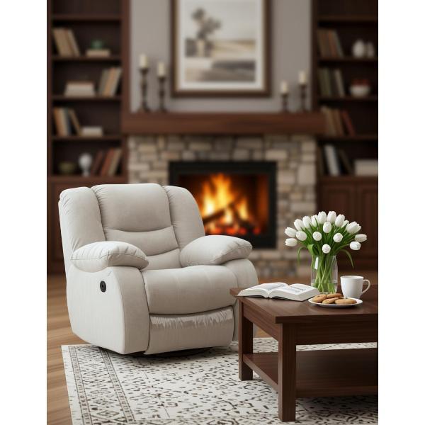 Изображение товара Кресло Мебелиста Кресло - реклайнер механическое, велюр, молочный