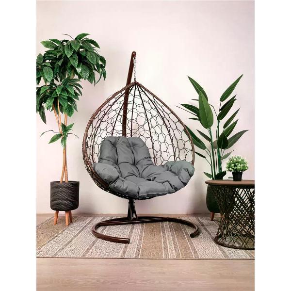Изображение товара Кресло M-Group Подвесное кресло XL с ротангом коричневое, серая
