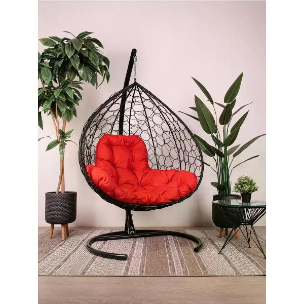 Изображение товара Кресло M-Group Подвесное кресло XL с ротангом чёрное, красная