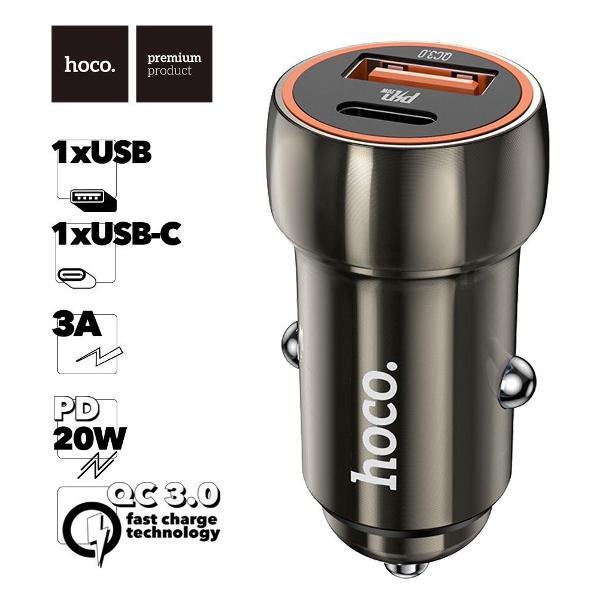 Изображение товара Автомобильное ЗУ для смартфонов Hoco Z46A Blue whale 1xUSB, 1xUSB-C, 3А, PD20W, QC3.0