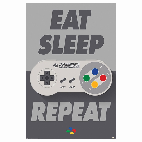 фото Сувенир pyramid постер nintendo: eat sleep snes repeat