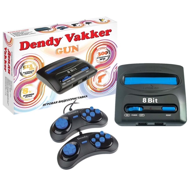 Игровая консоль Dendy Vakker 8Bit (300 игр, проводные геймпады, RCA)