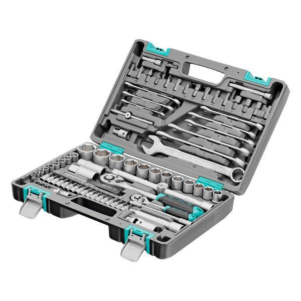 Изображение товара Набор ручного инструмента Stels 1/2", 1/4", CrV, пластиковый кейс 82 предмета