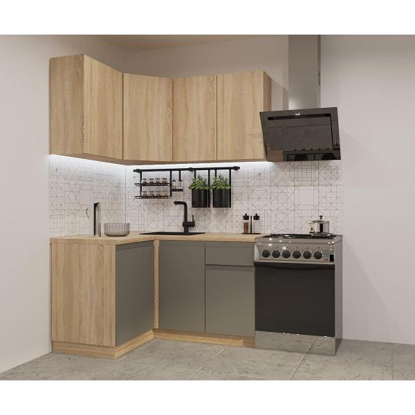 Изображение товара Кухня модульная Кухни РМ КГ Лайн Сонома/Обсидиан, 1200х1400 мм