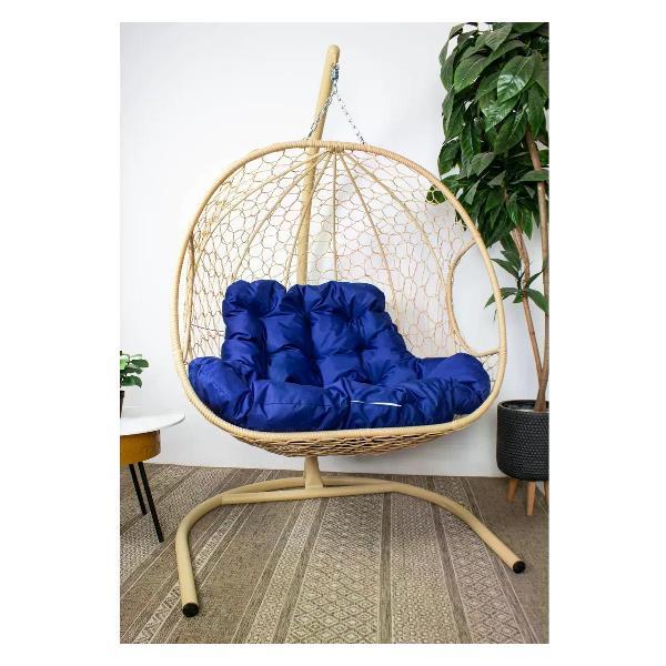 Изображение товара Кресло M-Group Подвесное кресло ДЛЯ ДВОИХ с ротангом бежевое, синяя