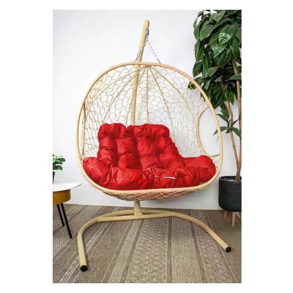 Изображение товара Кресло M-Group Подвесное кресло ДЛЯ ДВОИХ с ротангом бежевое, красная