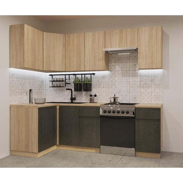 Изображение товара Кухня модульная Кухни РМ КГ Лайн Дуб сонома/Бетон темный, 1200х2400 мм