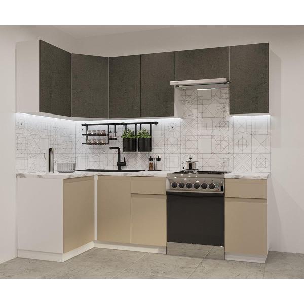 Изображение товара Кухня модульная Кухни РМ КГ Лайн Бетон темный/Пикрит, 1200х2400 мм