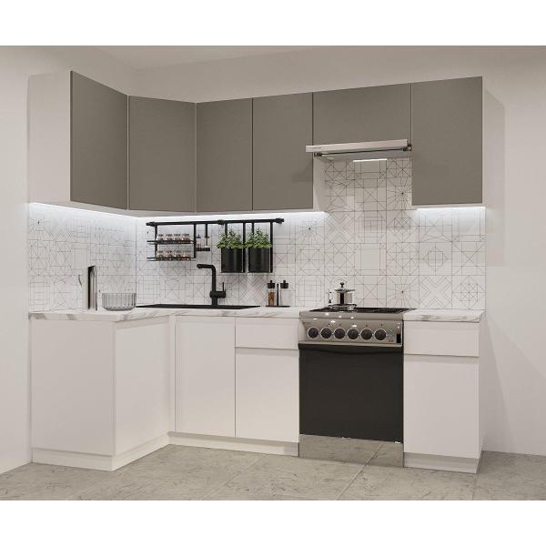 Изображение товара Кухня модульная Кухни РМ КГ Лайн Обсидиан/Тальк, 1200х2400 мм