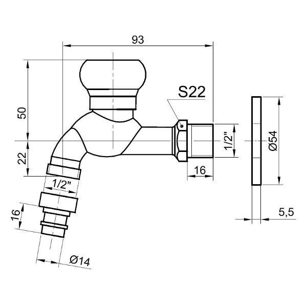 Изображение товара Кран запорный садовый Bronze de Luxe KranShort