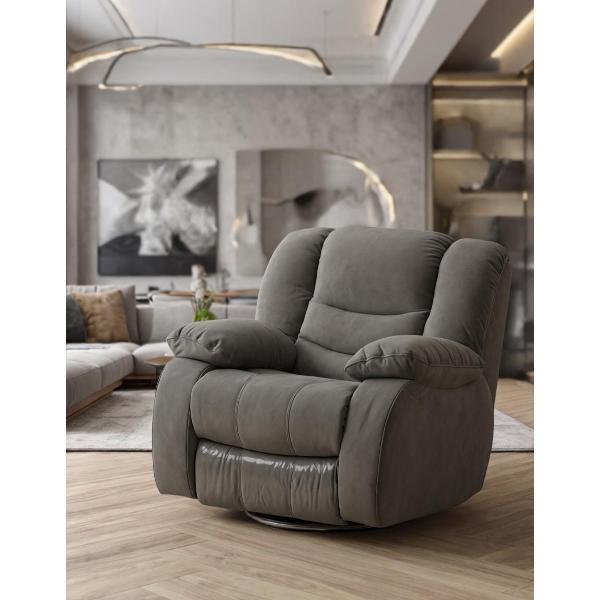 Изображение товара Кресло Мебелиста Кресло реклайнер механическое Меларен, велюр, коричневый