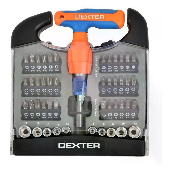 Изображение товара Отвертка Dexter с набором бит и головок 48 предметов, универсальный инструмент