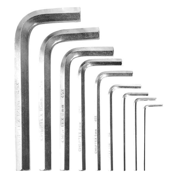 Изображение товара Ключ гаечный СИБРТЕХ Набор ключей имбусовых шестигранных 2-12 мм, 9 предметов