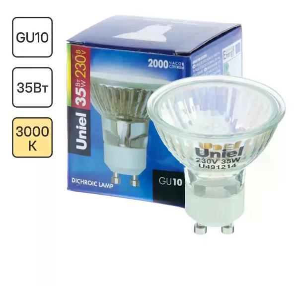 Изображение товара Умная лампочка Uniel Лампа галогенная GU10 35 Вт 270 лм, свет тёплый белый