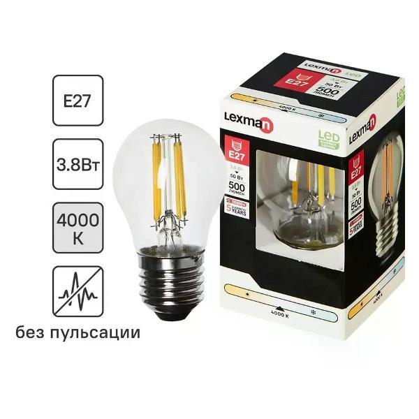 Изображение товара Умная лампочка Lexman Лампа светодиодная E27 4 Вт шар 500 лм белый свет