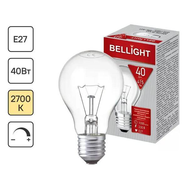 Изображение товара Умная лампочка BELLIGHT Лампа накаливания E27 40 Вт шар прозрачный, тёплый свет