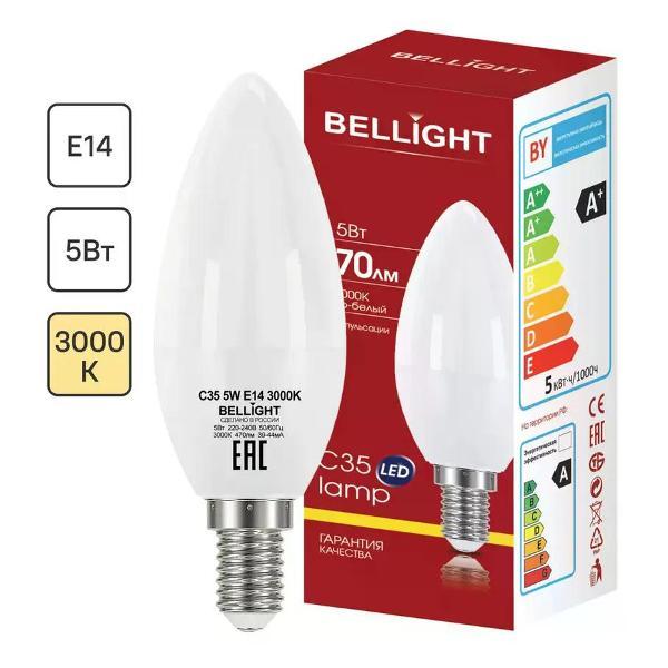 Изображение товара Умная лампочка BELLIGHT Лампа светодиодная Е14 свеча 5 Вт 470 Лм теплый белый свет