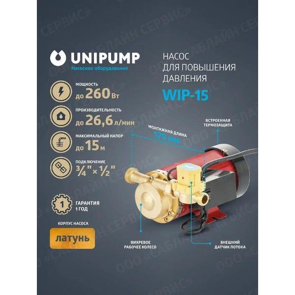 Изображение товара Насос поверхностный UNIPUMP Насос для повышения давл.(водоснабж.) WIP - насосы WIP_20_10