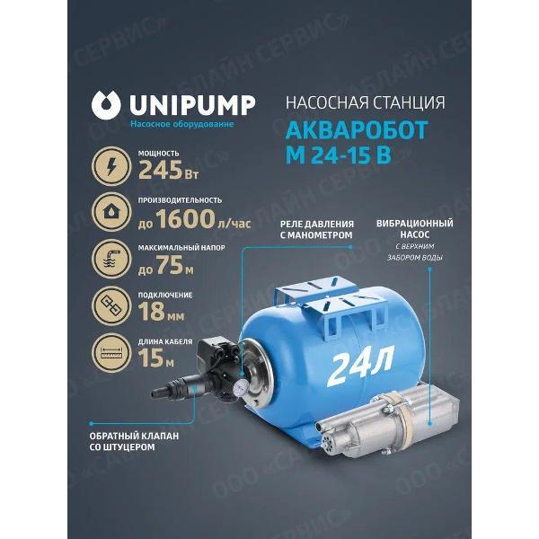 Изображение товара Насосная станция UNIPUMP Станция АКВАРОБОТ М_голубой_серебристый_черный
