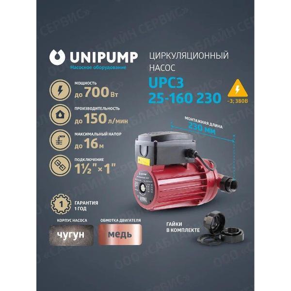 Изображение товара Насос поверхностный UNIPUMP Насос циркуляц. (отопл.) UPC - насосы UPC_красный_черный_1"_150_16