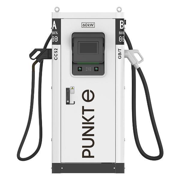 Изображение товара Зарядная станция для электромобиля PUNKT E Напольная 60 кВт CCS2 - GB/T белая Изображение товара Зарядная станция для электромобиля PUNKT E Напольная 60 кВт CCS2 - GB/T белая