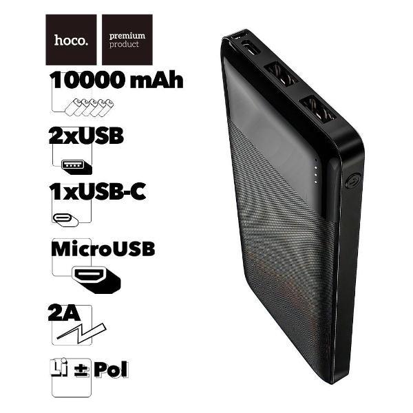 Изображение товара Портативный аккумулятор Hoco J72 Easy Travel 10000mAh, 2хUSB, 2A, Li-Pol