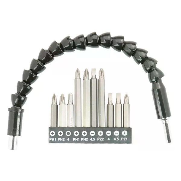 Изображение товара Шуруповерт DORN Набор бит PH, PZ, SL, HEX 11 шт с гибким удлинителем